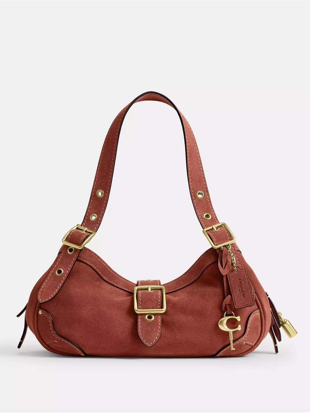Coach Drifter Shoulder Bag 31 in clay suede / brass hardware -overseas exclusive - Picture 1 of 7